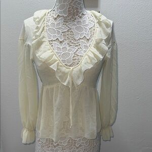 Reformation Ivory Ruffle Blouse